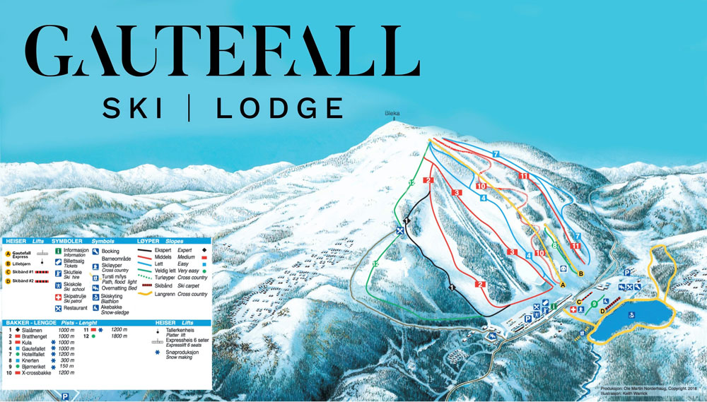 piste map from Gautefall ski centre