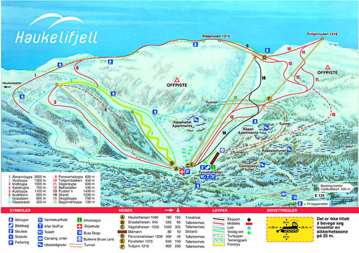 trail map of Haukelifjell ski center