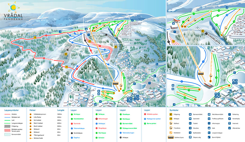 map Vrådal Panorama ski center
