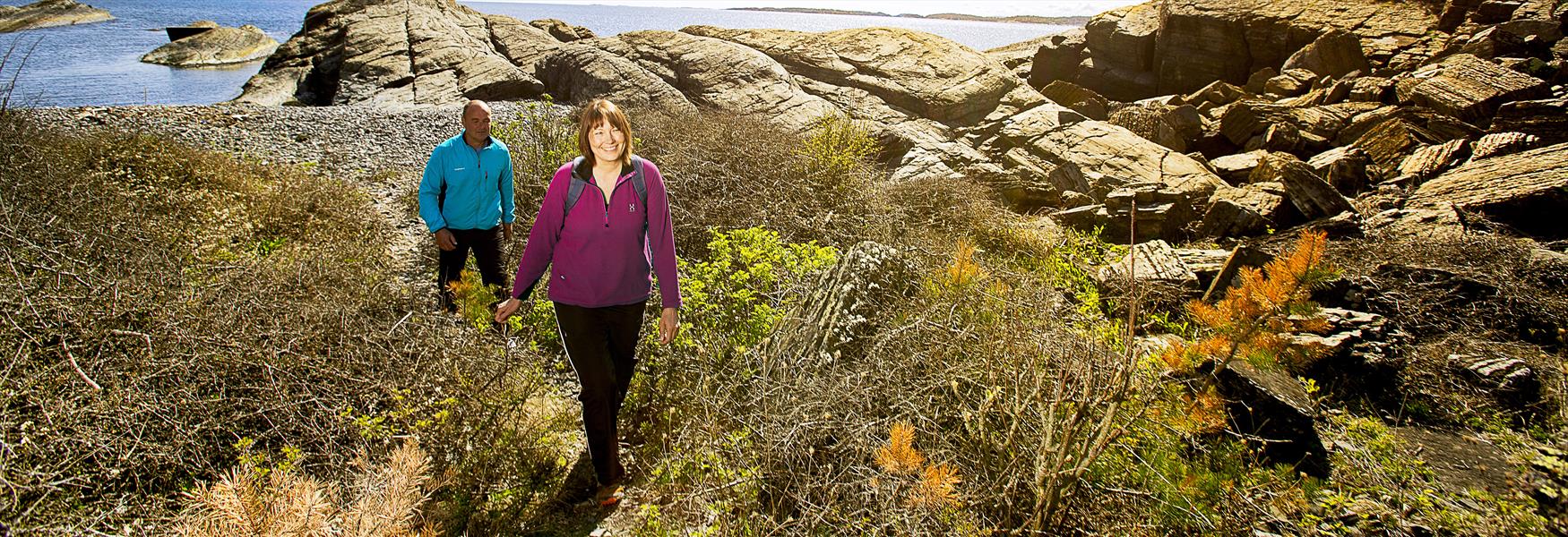 hiking on the coastal path in Bamble