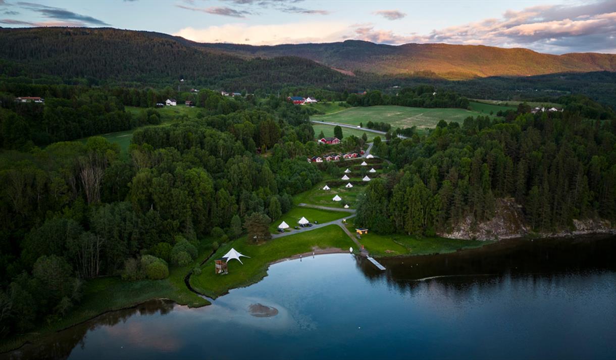 drone photo of Lystang Camping at Notodden