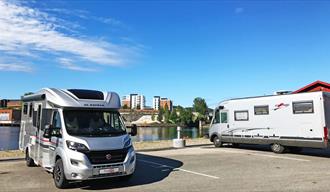 motorhomes on the motorhome parking lot in Skien
