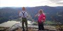 little boy and girl looking out over Seljord from Bjørgefjell