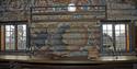 rose paint on the wall at Heddal bygdetun in Notodden
