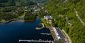 drone image of motorhome parking and guest jetty at Dalenbrygge