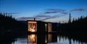 floating sauna at Gausta in the evening