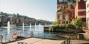 Skien city with the fish ladder and the water