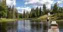 children swimming at Groven Camping