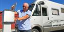 Man at a mobile home parking lot in Skien