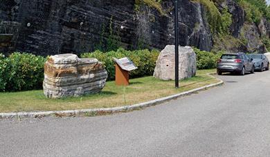 big rocks exhibition, parked cars by the road