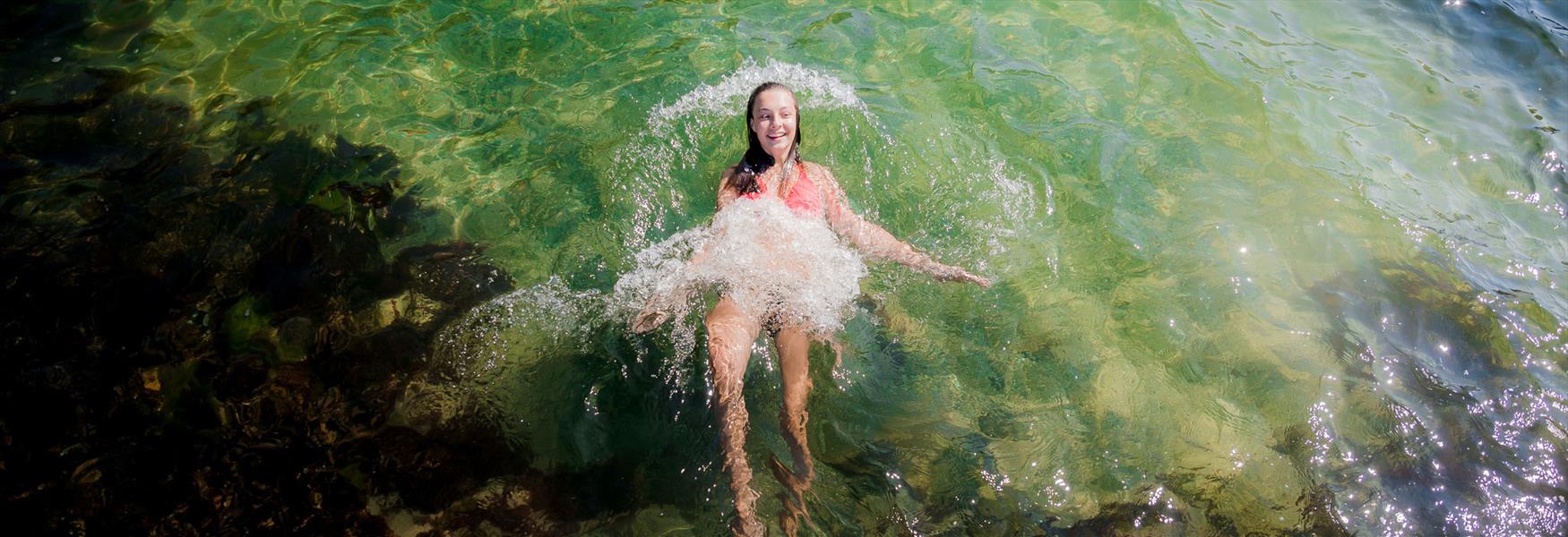girl bathing in the sea