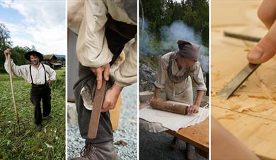 Lefsebaking, skoing av hest, karveskurd og åkerarbeid Lefsebaking, skoing av hest, karveskurd og åkerarbeid